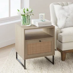 22" Mina Rattan And Wood Nightstand Side Table - Nathan James -DreamNest Store GUEST bb3f252e e75e 40ad beca 87965bd2a181