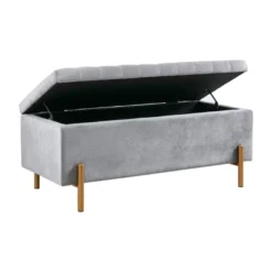 Charmaine Upholstered Storage Bench With Gold Metal Legs Gray - Madison Park -DreamNest Store GUEST bb411249 d042 4151 af8f d8afa6dce9c9