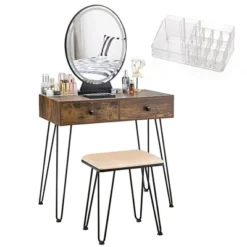 Costway Vanity Makeup Dressing Table W/ 3 Lighting Modes Mirror Touch Switch RusticCoffee 21 Costway Vanity Makeup Dressing Table W/ 3 Lighting Modes Mirror Touch Switch RusticCoffee -DreamNest Store GUEST bb711eb6 840e 4b42 a772 c1e870e90b25