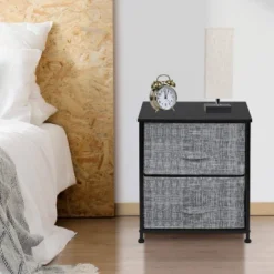 Sorbus Nightstand With Drawers For Home Bedroom And More Gray/Black -DreamNest Store GUEST bb96ceb3 def7 4514 be0d 25b04581c5cb