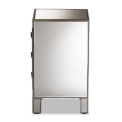 Ewan Mirrored 3 Drawer Nightstand Silver - Baxton Studio -DreamNest Store GUEST bba846d0 852f 43be b0bd d066b75f4697