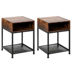 Costway Set Of 2 Industrial Nightstand End Side Table W/ Compartment & Mesh Shelf 16 Costway Set Of 2 Industrial Nightstand End Side Table W/ Compartment & Mesh Shelf -DreamNest Store GUEST bbe3707b e280 4bfd b011 9650773a1f82