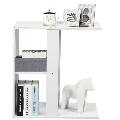 Costway 3-tier Side Table W/Storage Shelf Space-saving Nightstand White 9 Costway 3-tier Side Table W/Storage Shelf Space-saving Nightstand White - Image 9