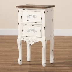 Levron Two-Tone And Antique Wood 2 Drawer Nightstand Walnut Brown/Antique White - Baxton Studio 16 Levron Two-Tone And Antique Wood 2 Drawer Nightstand Walnut Brown/Antique White - Baxton Studio -DreamNest Store GUEST bc74a3c3 0471 4ce3 8c66 0b7d7b8539ca