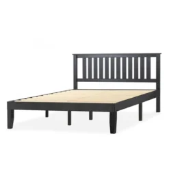 14" Marley Solid Wood Platform Bed With Paneled Headboard Black - Mellow -DreamNest Store GUEST bceccec5 a3b4 483f a8b3 29c876c6850b