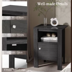 Costway Nightstand Compact Side End Sofa Table With Open Shelf & Cabinet Dark Grey Oak/Walnut 17 Costway Nightstand Compact Side End Sofa Table With Open Shelf & Cabinet Dark Grey Oak/Walnut -DreamNest Store GUEST bd550450 2b37 417b b3fe 19bd5ec777bd