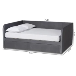 Full Basanti Velvet Fabric Upholstered 2 Drawer Daybed Gray/Dark Brown - Baxton Studio -DreamNest Store GUEST bd5fdd11 168c 4da9 a3a6 024330423982