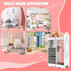 Costway Kids Dress Up Storage Hanging Armoire Dresser Costume Closet W/Mirror & Toy Bins -DreamNest Store GUEST bd6861aa 4450 439f a944 380664c9a5f9