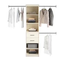 Kelly 5 Shelf 2 Drawer Closet Organizer With 3 Adjustable Hanging Rods Ivory Oak - Novogratz -DreamNest Store GUEST bd969d64 5309 4b81 8453 40f9b6467833