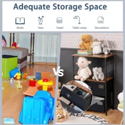 Costway 2 Drawer Dresser W/Shelf Storage Tower Nightstand End Table Chest Black -DreamNest Store GUEST bdd68bef 3dcf 4d17 b9d0 2103c2b10e2d