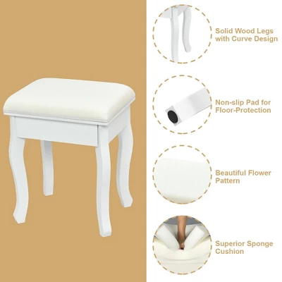 Costway Vanity Makeup Dressing Table Stool 4 Jewelry Wood Desk White 8 Costway Vanity Makeup Dressing Table Stool 4 Jewelry Wood Desk White - Image 8