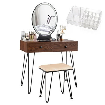 Costway Vanity Makeup Dressing Table W/ 3 Lighting Modes Mirror Touch Switch RusticCoffee 10 Costway Vanity Makeup Dressing Table W/ 3 Lighting Modes Mirror Touch Switch RusticCoffee - Image 10