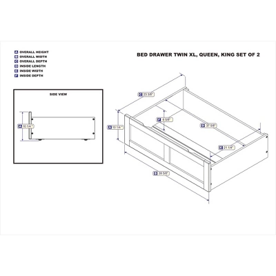 Set Of 2 Queen/King/Twin XL Drawers Gray - AFI 5 Set Of 2 Queen/King/Twin XL Drawers Gray - AFI - Image 5