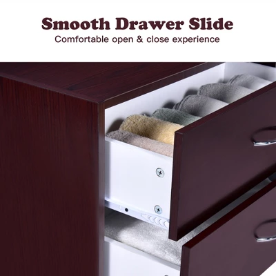 Costway 2 PCS 2-Drawer Dresser Horiztonal Organizer Wood End Table Nightstand 7 Costway 2 PCS 2-Drawer Dresser Horiztonal Organizer Wood End Table Nightstand - Image 7