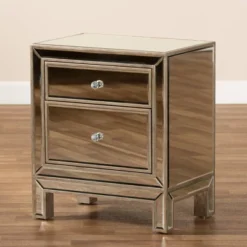 Fadri 2 Drawers Mirrored Nightstand - Baxton Studio -DreamNest Store GUEST bf536c66 6ef0 403b beda dfba6e1aeff0