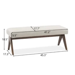 Morgan 47.2" Wide Benches Upholstered Seat And Back With Upside Down "V" Shape Design Solid Wood Legs-Maison Boucle 16 Morgan 47.2" Wide Benches Upholstered Seat And Back With Upside Down "V" Shape Design Solid Wood Legs-Maison Boucle -DreamNest Store GUEST bf7bd26f 0622 4b51 80f4 25508d748874