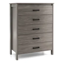 Costway Modern 5 Drawer Chest Storage Dresser Cabinet With Metal Handles Grey Oak -DreamNest Store GUEST bfcd1ce0 7de5 4e18 a67c b5cbfa63f4d6