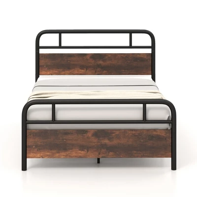 Costway Metal Platform Bed Frame Industrial Headboard Mattress Foundation 9 Costway Metal Platform Bed Frame Industrial Headboard Mattress Foundation - Image 9