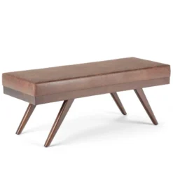 48" Nadine Mid Century Ottoman Bench Faux Air Leather - Wyndenhall -DreamNest Store GUEST c08a0a44 b40a 4ca9 a1f8 2525e032cb50