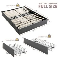 Costway Platform Bed Frame With 3 Storage Drawers Mattress Foundation Grey -DreamNest Store GUEST c0f85a8d 233d 4f62 96b0 7170c0eb1222