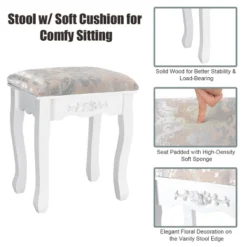 Costway Vanity Wood Makeup Dressing Table Stool Jewelry Desk 4 White 16 Costway Vanity Wood Makeup Dressing Table Stool Jewelry Desk 4 White -DreamNest Store GUEST c178cd26 0163 4e21 888f 14451bad839a