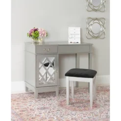 Silver Lattice Vanity Set - Linon -DreamNest Store GUEST c1f85f6e 4bb4 42c7 8525 9976d999273b