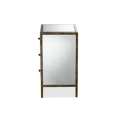 Baxton Studio Nouria Mirrored 3 Drawer Nightstand Bedside Table Silver - BaxtonStudio