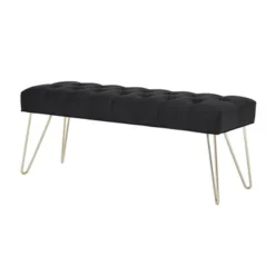 Hewett Velvet Tufted Metal Bench - Inspire Q -DreamNest Store GUEST c25ff1b5 9462 41a1 a934 81bfd8a0c0d7