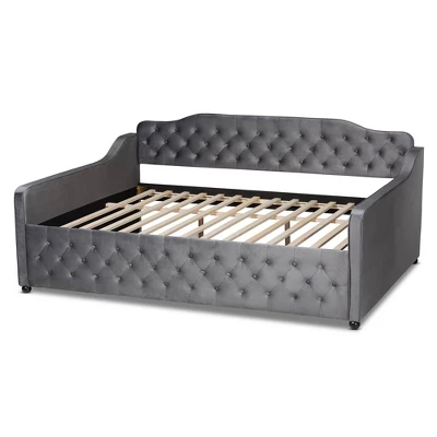 Freda Velvet Fabric Upholstered Button Tufted Daybed - Baxton Studio 2 Freda Velvet Fabric Upholstered Button Tufted Daybed - Baxton Studio - Image 2