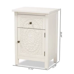 Lambert Wood 1 Drawer Nightstand White - Baxton Studio -DreamNest Store GUEST c3408a7b b847 4e07 9d36 15d8a6f10a06