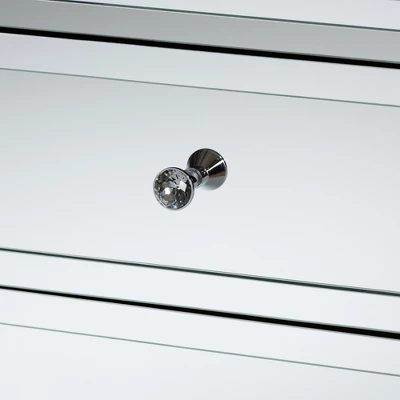 Baxton Studio Lina Mirrored 3 Drawer Nightstand Bedside Table Silver - BaxtonStudio 4 Baxton Studio Lina Mirrored 3 Drawer Nightstand Bedside Table Silver - BaxtonStudio - Image 4