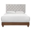 Queen Rhiannon Diamond Tufted Upholstered Fabric Bed Walnut/Beige - Modway