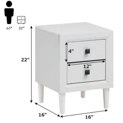 Costway 2 PCs Nightstand End Bedside Coffee Table Wooden Leg Storage Drawers White