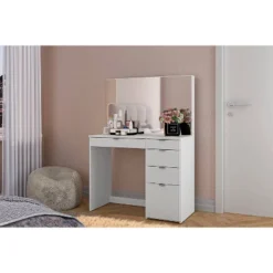 Linden Vanity With Mirror White - Polifurniture -DreamNest Store GUEST c5203669 804e 4327 affa 8c4947032050