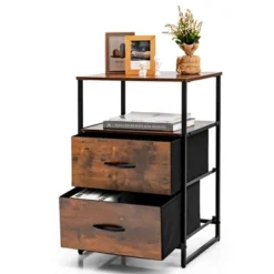 Costway 2-Drawer Dresser W/ Shelves Fabric Dresser Sturdy Steel Frame Wooden Top Rustic 17 Costway 2-Drawer Dresser W/ Shelves Fabric Dresser Sturdy Steel Frame Wooden Top Rustic -DreamNest Store GUEST c570c413 432d 46db a007 732e9a5e9e6f