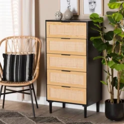 Maureen Wood And Rattan 5 Drawer Storage Chest Espresso/Natural Brown - Baxton Studio 11 Maureen Wood And Rattan 5 Drawer Storage Chest Espresso/Natural Brown - Baxton Studio -DreamNest Store GUEST c57b0acc a88e 4495 94f5 66299276ace8