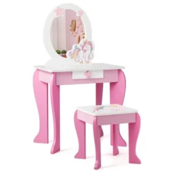 Costway Kids Vanity Makeup Dressing Table Chair Set Wooden W/ Mirror Drawer 20 Costway Kids Vanity Makeup Dressing Table Chair Set Wooden W/ Mirror Drawer -DreamNest Store GUEST c65a0ef9 5075 404a a2b9 748e362c6554