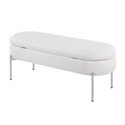 48" Chloe PU Leather/Metal Storage Bench Chrome/White - LumiSource -DreamNest Store GUEST c66eb6f4 f4d6 4052 8e76 4d643f299be5