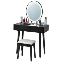Costway Vanity Makeup Table Touch Screen 3 Lighting Modes Dressing Table Stool Set WhiteBlack Gray -DreamNest Store GUEST c6b0c78d a89c 4a42 9ff8 6ba09736bcc1