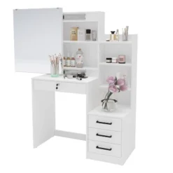 Hannah Vanity With Mirror White - Polifurniture -DreamNest Store GUEST c70215ed f8b5 4b56 a888 06ea75fdd7e9