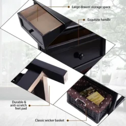 Costway Black Night Stand 3 Tiers 1 Drawer Bedside End Table Organizer Wood W/2 Baskets 11 Costway Black Night Stand 3 Tiers 1 Drawer Bedside End Table Organizer Wood W/2 Baskets -DreamNest Store GUEST c78c8376 4f9b 4710 ae6f a6f473e37a35