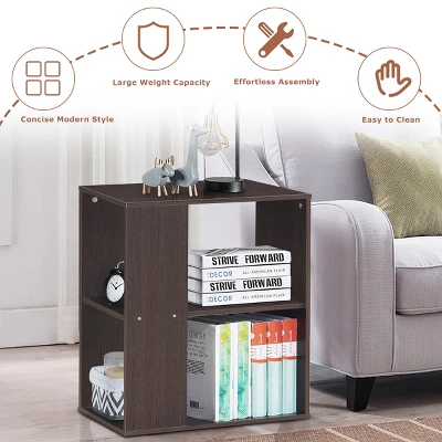 Costway 2-Tier Side End Table Nightstand Bedside Sofa Table W/ Storage Shelves 5 Costway 2-Tier Side End Table Nightstand Bedside Sofa Table W/ Storage Shelves - Image 5