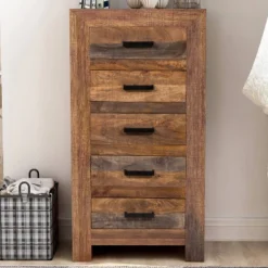 Quinto 5 Drawer Chest Natural Rustic - Furniture Of America