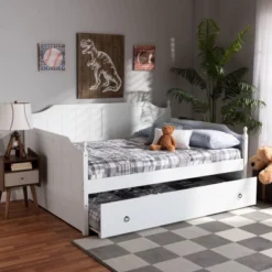 Full Millie Wood Daybed With Trundle White - Baxton Studio 15 Full Millie Wood Daybed With Trundle White - Baxton Studio -DreamNest Store GUEST c7f52030 bc0e 4734 86f5 6753c2558a46