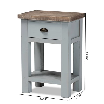 Hastin Two-Tone Wood 1 Drawer Nightstand Brown/Gray - Baxton Studio 10 Hastin Two-Tone Wood 1 Drawer Nightstand Brown/Gray - Baxton Studio - Image 10