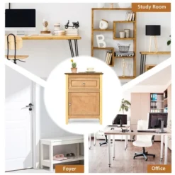 Costway 2PCS Nightstand With Drawer Accent Side End Table Storage Cabinet WhiteNatural -DreamNest Store GUEST c83864ed 15b7 487a a5ed b1e97447665c