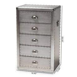 5 Drawer Davet Metal Accent Chest Silver - Baxton Studio -DreamNest Store GUEST c8a877e8 59f1 4cdf a47a 8f22c998b546