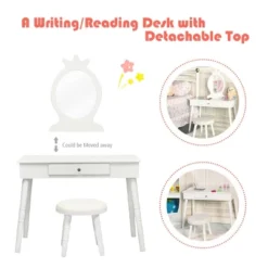 Costway Kids Vanity Makeup Table & Chair Set Make Up Stool Play Set For Children -DreamNest Store GUEST c934c369 ea6b 4b82 88a6 1ade170ae9c0