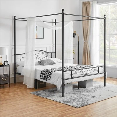 Yaheetech Metal Canopy Bed Frame, Four-poster Canopied Platform Bed With Arched Headboard 1 Yaheetech Metal Canopy Bed Frame, Four-poster Canopied Platform Bed With Arched Headboard