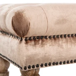 Barney Tufted Bench W/ Brass Nail Heads - Safavieh -DreamNest Store GUEST c9615899 f940 4087 bed6 fa237f00ce0d